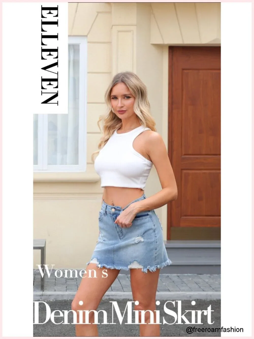 Y2K Ripped Denim Mini Skirt Frayed Raw Hem Bodycon